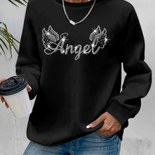 Damen Sweatshirt mit glitzerndem Aufdruck und lässigem Schnitt – Schwarz
