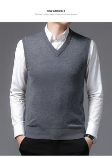 Herren V-Pullover aus feiner Baumwollmischung mit eleganter Struktur Aliams – Mittelgrau