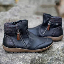 Damen nan lederoptik gefütterte Stiefelette mit seitlichem Reißverschluss und rutschfester Laufsohle Drune – Schwarz