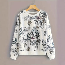 Damen Sweatshirt mit floralem Druck und relaxed Fit – Weiß