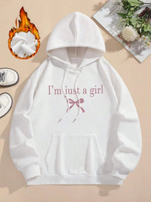 Damen Kapuzenpullover mit modernem Spruch und klassischem Schnitt – Weiß