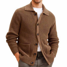 Herren Strickjacke mit großflächiger Rippstruktur und praktischen Taschen Aliams – Braun