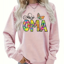Damen Sweatshirt mit kreativem botanischem Aufdruck – Rosa