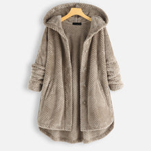 Damen Winter Wendejacke mit Kapuze - Warmes Fleece – Beige