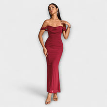 Ione - Off-Shoulder Ruffled Bodycon Dress – Weinrot