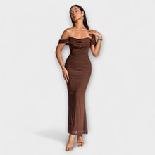 Ione - Off-Shoulder Ruffled Bodycon Dress – Braun