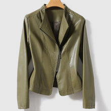 Stilvolle Lederjacke Mit Reißverschluss Für Damen | Ideal für den Alltagsgebrauch – Grün