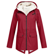 Damen Winter Wasserdichter Trenchcoat | Mit Kapuze – Rot