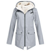 Damen Winter Wasserdichter Trenchcoat | Mit Kapuze – Grau