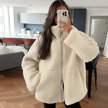Gemütliche Sherpa-Jacke mit Reißverschluss für Damen – Beige