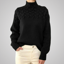 Strickpullover mit Zopfmuster | Hoher Kragen | Kuscheliger Komfort – Schwarz