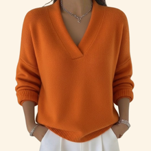 Frieda | Damen V-Ausschnitt Pullover Stil Top – Orange