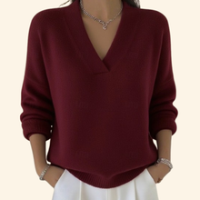Frieda | Damen V-Ausschnitt Pullover Stil Top – Rot