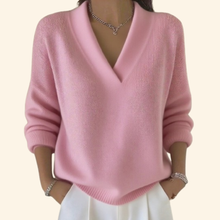 Frieda | Damen V-Ausschnitt Pullover Stil Top – Rosa