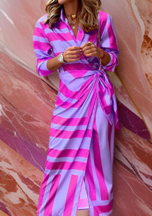 Olivia – Bedrucktes tailliertes Hemdkleid – Lila