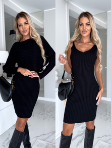 Abelle - Kleid & Pullover 2-teilig – Schwarz