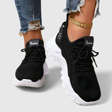Sandra | Damen Lässig Schicke Bequeme Schnürsneaker – Schwarz
