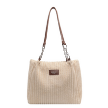 Samantha – Cord-Tragetasche für stilvolle Vielseitigkeit – Beige