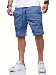 Lässige Kordelzug-Shorts für Herren - Abgeschnitten & Bequem – Blau