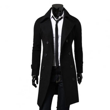 Herren Wintermantel - Doppelreihige Jacke mit Wollanteil und warmer Fütterung – Schwarz