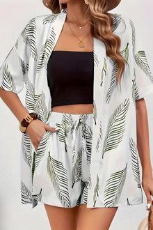 Rosalinda - Schickes Boho Tropisches Zweiteiliges Outfit – Blätter