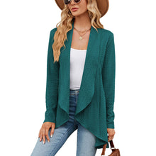 Strick-Cardigan mit Struktur | Wasserfallkragen | Leicht und Elegant – Blaugrün