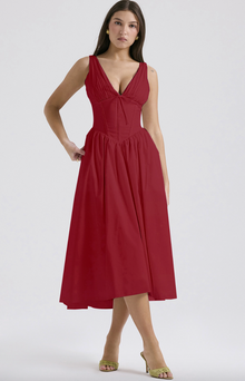 Eurybia - Korsett-Midikleid – Rot