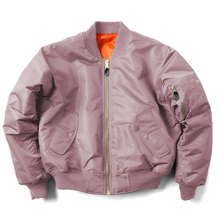Damen Gerippter Kragen Reißverschluss Bomberjacke – Rosa