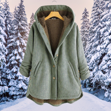 Maiah | Karierte Damenjacke mit Knöpfen, Fleece-Futter und Kapuze – Vert