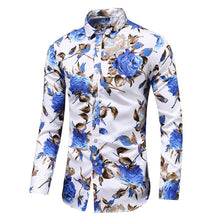 Trendy Blumenmuster Hemd - Finn – Blau