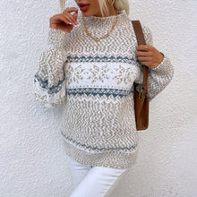 Damen Strickpullover mit Schneeflockenmuster | Gemütlich – Beige