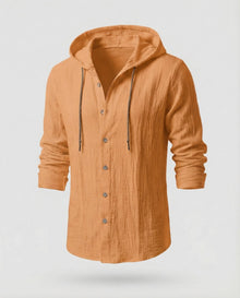 Herren Kapuzenhemd Leinen – Beige