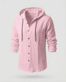 Herren Kapuzenhemd Leinen – Rosa