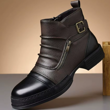 Kramer – Zweifarbige Leder Stiefeletten – Schwarz / Kaffee
