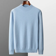 Herren Wollpullover aus Merinwolle Premium Strick – Himmelblau