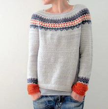 Damen Retro-Pullover mit geripptem Saum – Grau