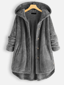 Damen Winter Wendejacke mit Kapuze - Warmes Fleece – Grau