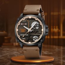 van Baerle® - Quarz Leder Herrenarmbanduhr – Hellbraun Schwarz
