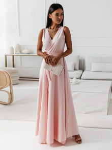 Quiana™ – Damen Kleid mit V-Ausschnitt Eleganz & Atmungsaktives Material – Hellrosa