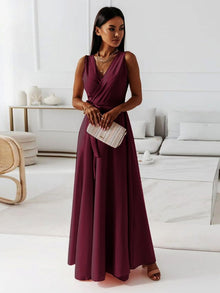 Quiana™ – Damen Kleid mit V-Ausschnitt Eleganz & Atmungsaktives Material – Weinrot