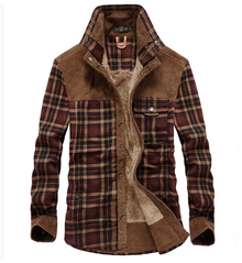 Warme Flanell Winterjacke für Herren mit Stehkragen – Braun