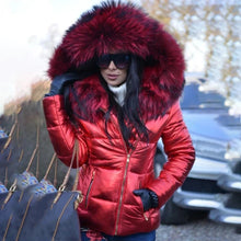 RANA - Winterjacke mit Fellkapuze – Rot