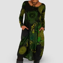 Elegantes Bohemien-Winterkleid für Damen mit langen Ärmeln – Grün