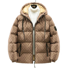 ROBERT - Baumwolljacke mit Allover-Briefdruck – Kaffee