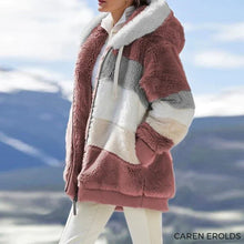 Drav | Kuschelige Tweed-Kapuzenjacke mit Plüsch-Woll-Futter – Arktis Rosa