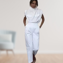 Ärmelloser Jumpsuit | Taillierter Schnitt | Elegante Raffinesse – Weiß