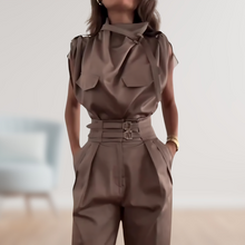 Ärmelloser Jumpsuit | Taillierter Schnitt | Elegante Raffinesse – Braun
