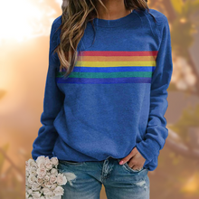 Damen Sweatshirt mit Streifen – Blau
