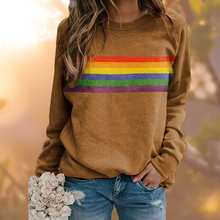Damen Pullover mit Regenbogen-Print – Bequemer und stylischer Sweater im Retro-Look – Gelb
