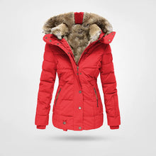 Winterjacke Damen Mit Kapuze | Wintermantel Gefüttert Mit Reißverschluss – Rot